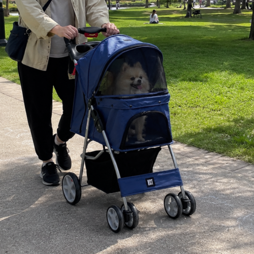 KCT (Cover + Blue Pet Stroller) KCT Hooded Pet Strollers for Small to Medium Sized Pets 1