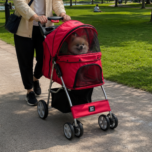KCT (Red Pet Stroller) KCT Hooded Pet Strollers for Small to Medium Sized Pets 1
