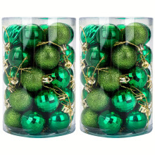 (Dark Green) [Christmas Ball Ornaments] 68pcs 2 Boxes Christmas Ball Ornaments | 4Cm/1.57Inch Shatterproof Wear-Resistant Hanging