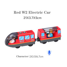 (Red W2 Car) Battery Operated Locomotive Pay Train Set Fit for Wooden Railway Track Powerful Engine Bullet Electric Train for Boys Gi