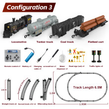 (C) 1:87 RC Steam Train 2.4G Simulation Remote Control Spray Track Train Electric Railway Set Railway Toy for Kids