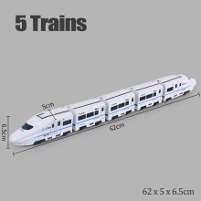 (5 Trains) Harmony Railcar Simulation High-speed Railway Train Toys 3D Electric Bullet Train with Light Model Building Toy GIft Car
