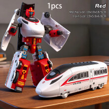 (Red) 1pc Child Inertia Manual Deformation High Speed Rail Boy Model Train Suitable for Children's Imaginative Play, Model