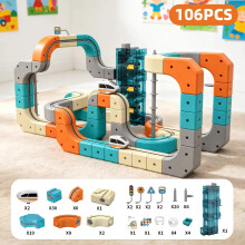 (106pcs) Children Magic Track Train Electric Assembled Building Blocks Magnetic Rail Car Maze Educational Toys for Kids Christmas