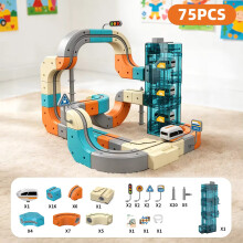(75pcs) Children Magic Track Train Electric Assembled Building Blocks Magnetic Rail Car Maze Educational Toys for Kids Christmas