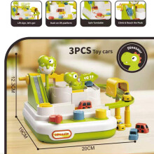 (Green) Racing Rail Car Educational Track Train Adventure Model Hand Eye Coorperate Brain Mechanical Interactive Toys For Childr
