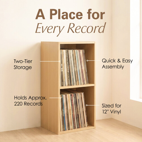 Charles Jacobs (Large) Charles Jacobs Vinyl 12" LP Record Cube Storage Box Unit Oak 1