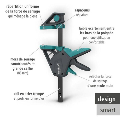 wolfcraft Serre-joint a une main WOLFCRAFT, 915 mm 2