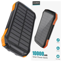Solar Powerbank - CHOETECH - B658 - 10 000 mAh - 2x USB - Qi-Ladung 5 W - Schwarz-Orange