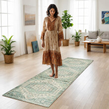(80 X 300 CM, Ember) Non Slip Traditional Cashmere Rug Soft Faux Fur Winter Carpet