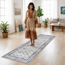 (60 X 220 CM, Serene) Non Slip Traditional Cashmere Rug Soft Faux Fur Winter Carpet