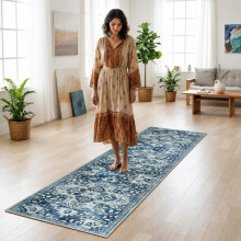 (60 X 220 CM, Tranquil) Non Slip Traditional Cashmere Rug Soft Faux Fur Winter Carpet