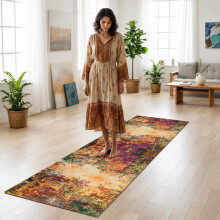 (80 X 300 CM, Vibrant) Non Slip Traditional Cashmere Rug Soft Faux Fur Winter Carpet