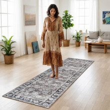 (80 X 300 CM, Harmony) Non Slip Traditional Cashmere Rug Soft Faux Fur Winter Carpet