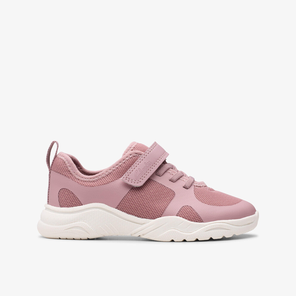 Clarks Unisex Pink Feather Ath Kid Dusty Trainers, Riptape | Size: 11.5-Wide Fit - Image 2