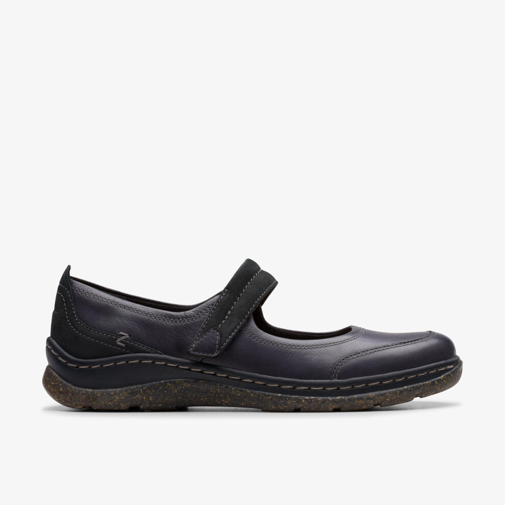 Clarks (Wide, 5 (Adults')) Orlene Jane Black Leather