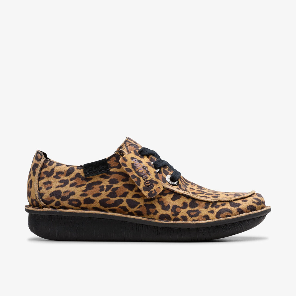 Clarks Women's Funny Dream Leopard Suede Lace Up in Brown | Size: 3-Standard Fit - Image 2