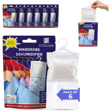 Straame Unscented Hanging Dehumidifiers, Wardrobe Moisture Absorber, 6 Pack