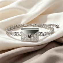 2026 New Bracelet Silver Thick Curb Chain Envelope Crystal Charm Bracelet Adjustable Extension Women Fashion Wrist Jewelry 5666223
