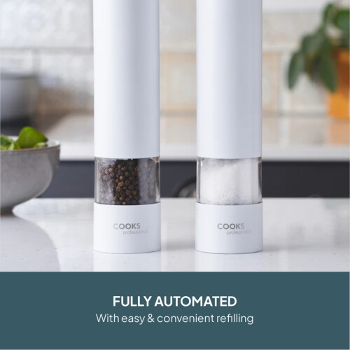 Cooks Professional Cooks Professional Electric Salt and Pepper Mill Set | White 1