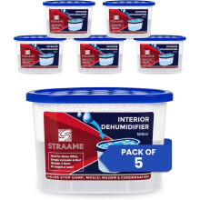 Straame Interior Dehumidifier 500ml, Moisture Absorber Crystals, Pack of 5