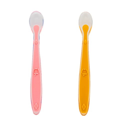 Callowesse Silicone Spoons, Pink & Orange, 2 Pack