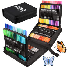 Lot de 120 Stylos Aquarelles Ă Double Pointe, 0,4 mm et 1-2 mm, Encre Ă Base d'Eau, pour Dessin et Peinture