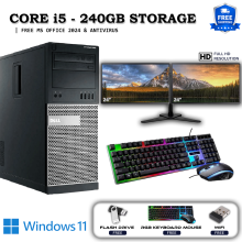 WINDOWS 11 FAST DELL DUAL SCREEN PC COMPUTER DESKTOP TOWER 16GB RAM 240GB SSD - Refurbished