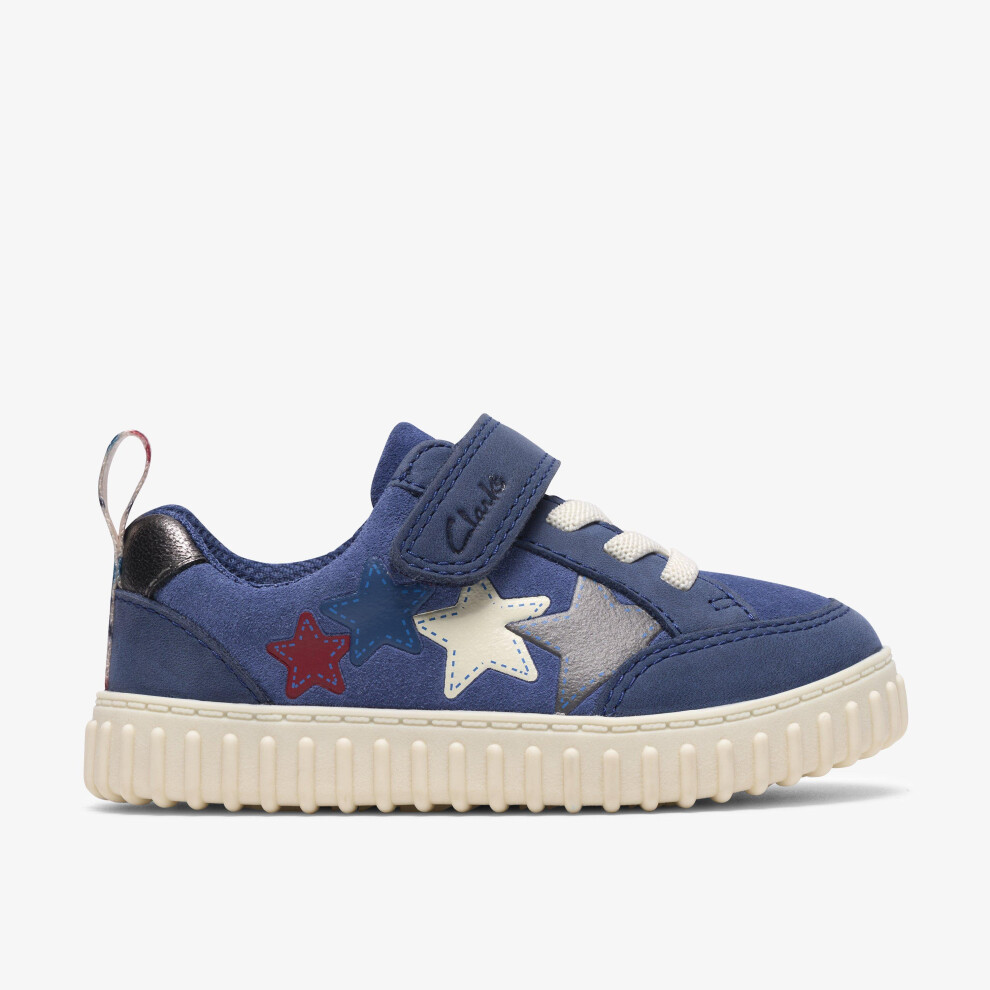 Clarks (Wide, 3 (Children's)) Cove Go T Blue Leather