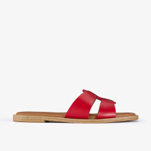 (Standard, 7 (Adults')) Trala Slide Red Leather