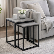 Grey Marble Effect Nesting Tables Set of 2