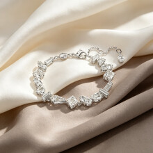 2026 New Bracelet Silver Mixed Cut Clear Crystal Tennis Bracelet Adjustable Women Wedding Sparkling Wrist Jewelry 5661529