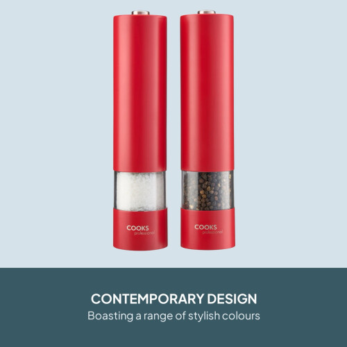 Cooks Professional Cooks Professional Electric Salt and Pepper Mill Set | Red 2