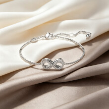2026 New Bracelet Silver Dainty Thin Chain Bracelet Pave Crystal Infinity Symbol Adjustable Women Love Wrist Jewelry 5679664