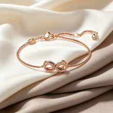 2026 New Bracelet Rose Gold Dainty Infinity Chain Bracelet Pave Clear Crystal Adjustable Romantic Women Wrist Jewelry 5682483
