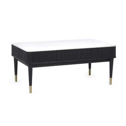 Louis Fluted  Coffee Table With 2 Drawers - Black 1