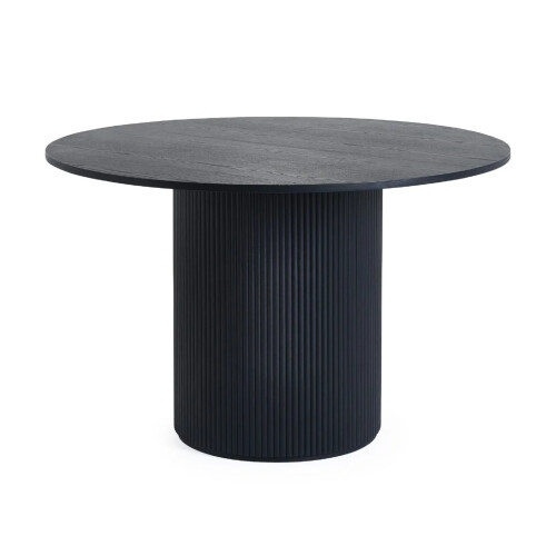 Louis Fluted Round Dining Table - Black 2
