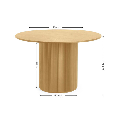 Louis Light Oak Fluted 120cm Round Dining Table 1