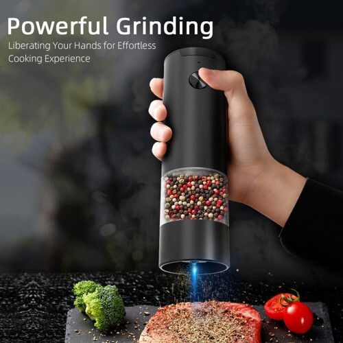 Electric Pepper Grinder, Automatic Salt Mill with Adjustable Coarseness, Refillable Battery Powered Kitchen Tool 1