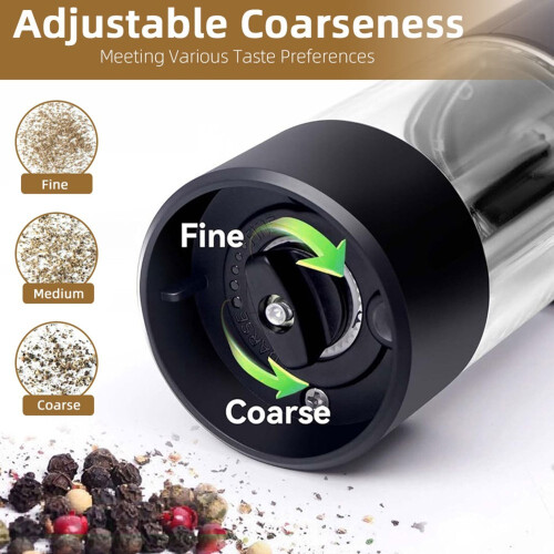 Electric Pepper Grinder, Automatic Salt Mill with Adjustable Coarseness, Refillable Battery Powered Kitchen Tool 2