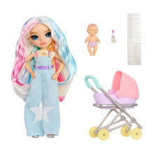 Junior High Babysitter – Amaya - Puppe 23 cm - Baby, Kinderwagen, Wiege, Flasche, Kamm, Outfit und Zubehör