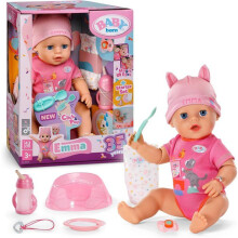 Poupon Emma - BABY BORN - 43 cm - Click & Play - 10 Funktionen + 8 Zubehörteile - Ohne Batterien, bewegliche Arme und Ellbogen