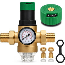 Regulador de Pressão de Água de 1 Polegada DN25 com Manômetro. Regulador de Pressão Robusto com Valores de Pressão Ajustáveis.