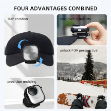 Hat Clip Mount for GO Ultra, Stable 360 Rotatable Baseball Cap Clamp for Hands-Free POV
