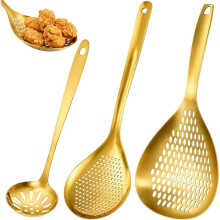 Lot de 3 Écumoires à Trous, Passoire Araignée de Cuisine en Acier Inoxydable avec Long Manche pour Égoutter les Pâtes/Cuisson