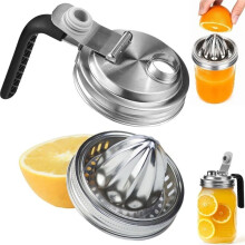 2 Piezas de Accesorios para Tarros Mason, Tapa con Boquilla Vertedora y Asa y Tapa Exprimidora de Boca Ancha de Acero Inoxidable para Tarros Mason.