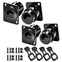 4 Sztuki Złącza Ethernet RJ45 CAT6 CAT5 do Montażu na Panelu D, Wtyk Żeński do Żeńskiego