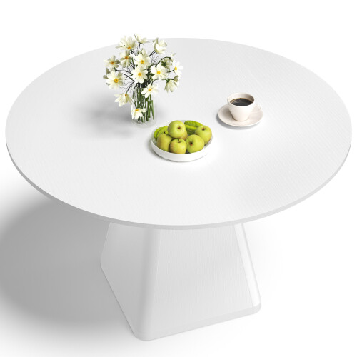 (White) Modern Solid Oak Round Dining Table 120cm