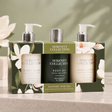 Serenity Collection Bath Trio Set | 3-Piece Waterlily & Pear Body Care Set