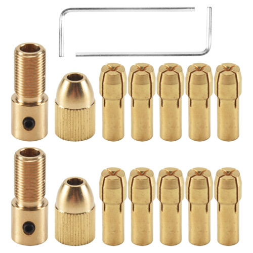 14 Small Electric Drill Chuck 0.5-3mm Electric Mill Copper Chuck Micro-Torque Drill Chuck Set (Hexagonal Wrench) 1